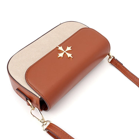 BAELLERRY N8633 Contrast Color Stylish PU Leather Women Single Shoulder Crossbody Bag