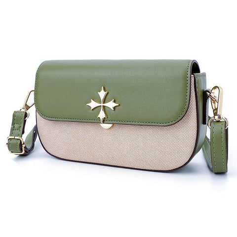 BAELLERRY N8633 Contrast Color Stylish PU Leather Women Single Shoulder Crossbody Bag