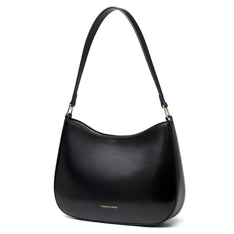 CKZC2235 Simple Style Underarm Bag Women PU+Cowhide Leather Handbag Tote Bag with Shoulder Strap
