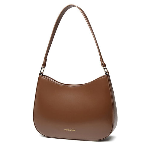 CKZC2235 Simple Style Underarm Bag Women PU+Cowhide Leather Handbag Tote Bag with Shoulder Strap