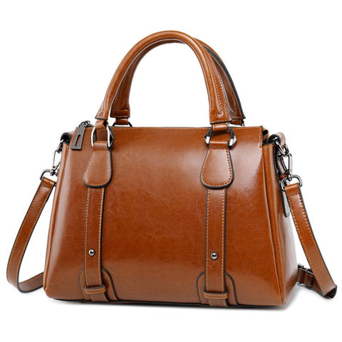 2833 Tote Handbag Women Cowhide Leather Crossbody Bag with Adjustable Shoulder Strap