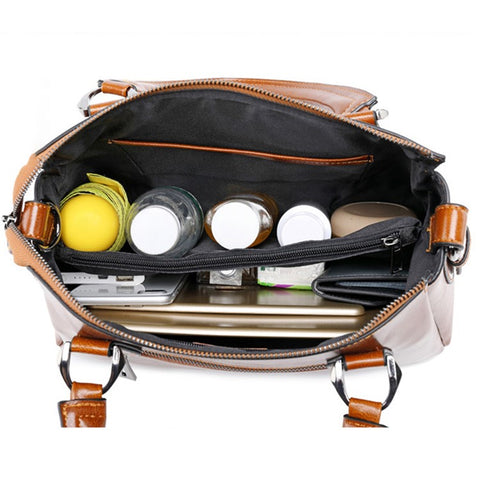 2833 Tote Handbag Women Cowhide Leather Crossbody Bag with Adjustable Shoulder Strap