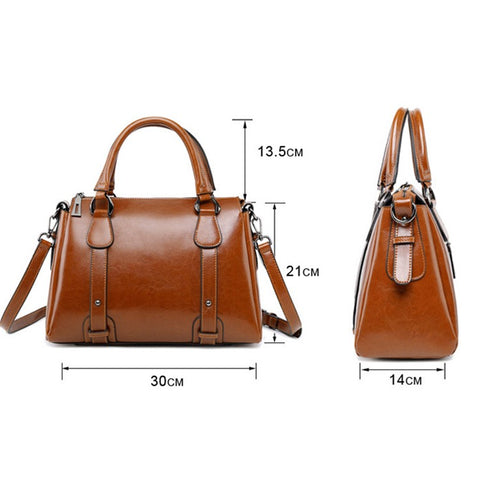 2833 Tote Handbag Women Cowhide Leather Crossbody Bag with Adjustable Shoulder Strap