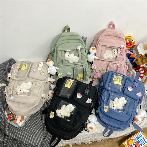 Nylon Backpack Students School Book Bag Travel Shoulders Bag