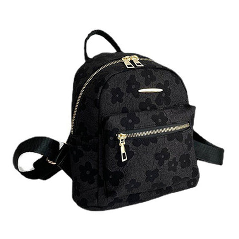 Lovely Flower Pattern Canvas Backpack Women Casual Small Dual Shoulder Bag