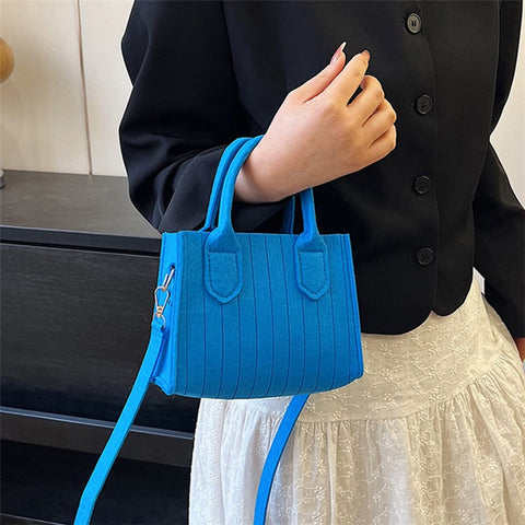 Women Felt Square Handbag Solid Color Crossbody Bag Sling Shoulder Bag