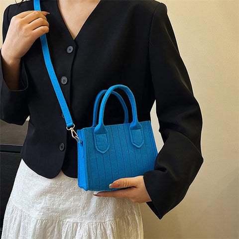 Women Felt Square Handbag Solid Color Crossbody Bag Sling Shoulder Bag
