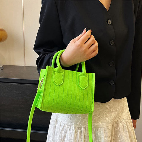 Women Felt Square Handbag Solid Color Crossbody Bag Sling Shoulder Bag