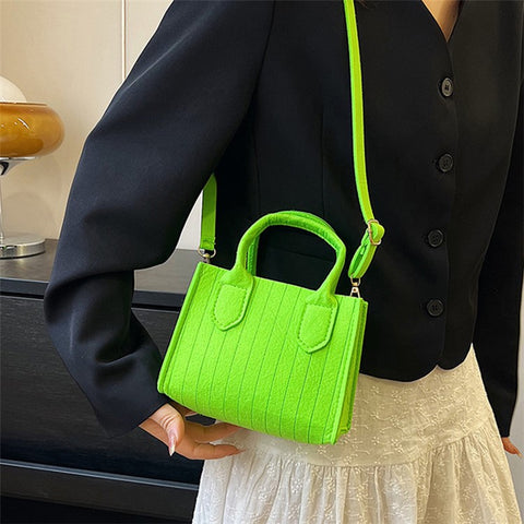 Women Felt Square Handbag Solid Color Crossbody Bag Sling Shoulder Bag
