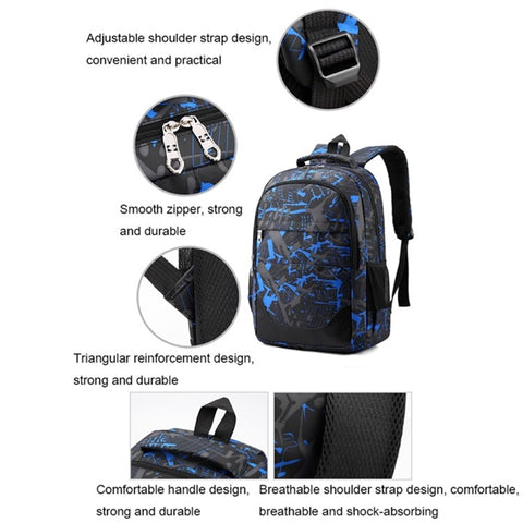 3Pcs / Set Nylon Large Capacity Schoolbag Travel Backpack Shoulder Bag Pencil Case