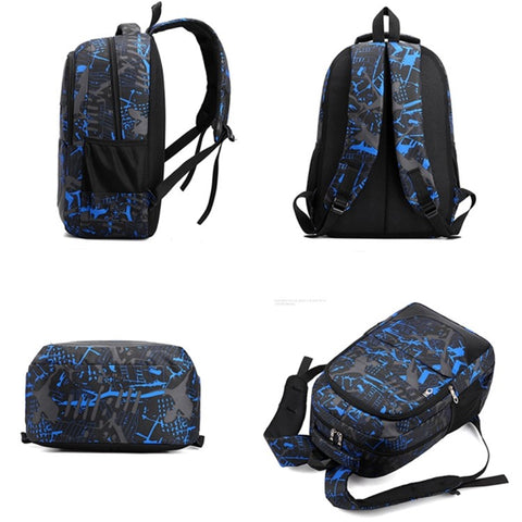 3Pcs / Set Nylon Large Capacity Schoolbag Travel Backpack Shoulder Bag Pencil Case
