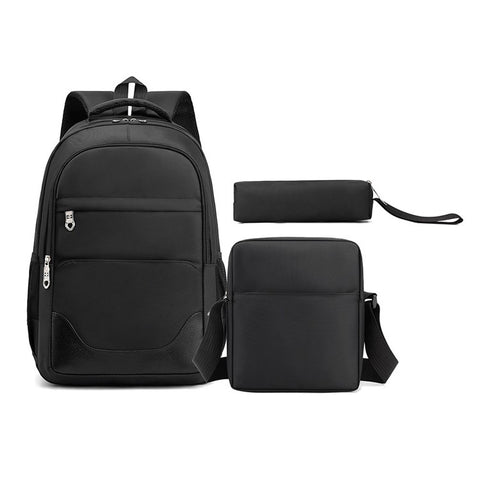 3Pcs / Set Nylon Large Capacity Schoolbag Travel Backpack Shoulder Bag Pencil Case