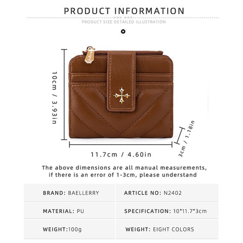 BAELLERRY N2402 Women's Wallet Zipper Design PU Leather Card Holder Pouch Coin Storage Bag