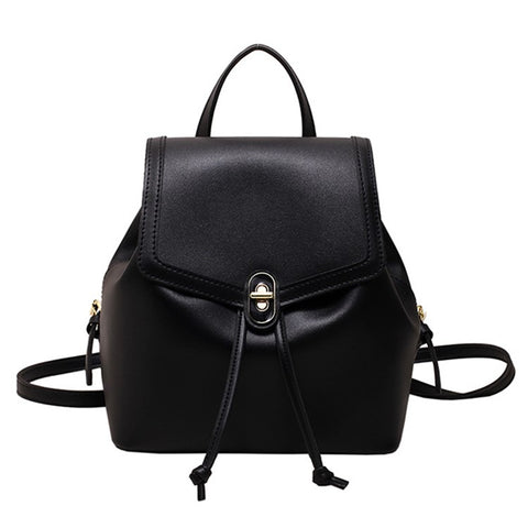 WXWG-8009 Solid Color PU Leather Small Backpack Drawstring Women Tote Rucksack