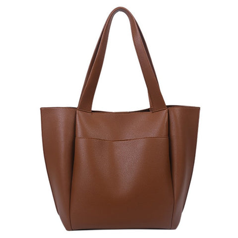 Large PU Leather Tote Handbag Top-Handle Women's Bucket Bag Shoulder Bag