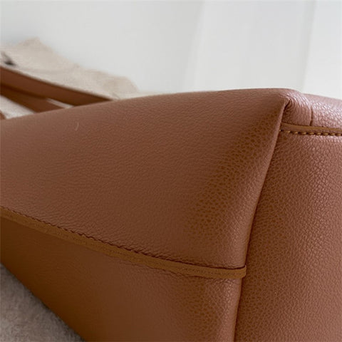 Large PU Leather Tote Handbag Top-Handle Women's Bucket Bag Shoulder Bag