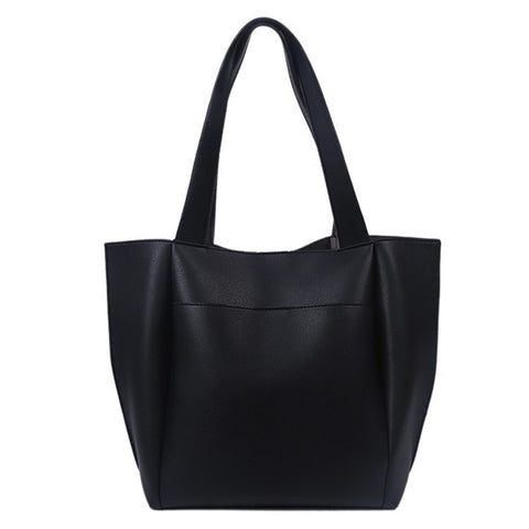 Large PU Leather Tote Handbag Top-Handle Women's Bucket Bag Shoulder Bag