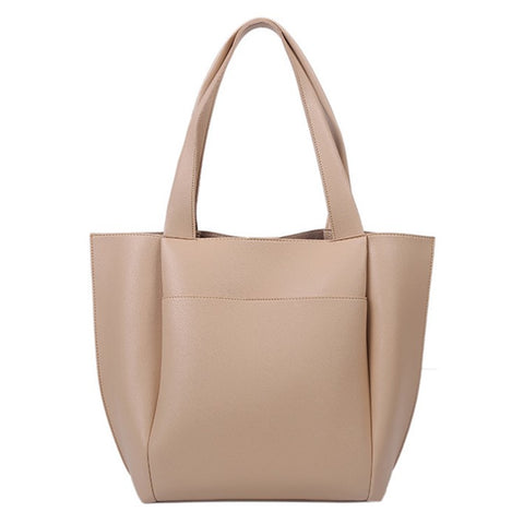 Large PU Leather Tote Handbag Top-Handle Women's Bucket Bag Shoulder Bag