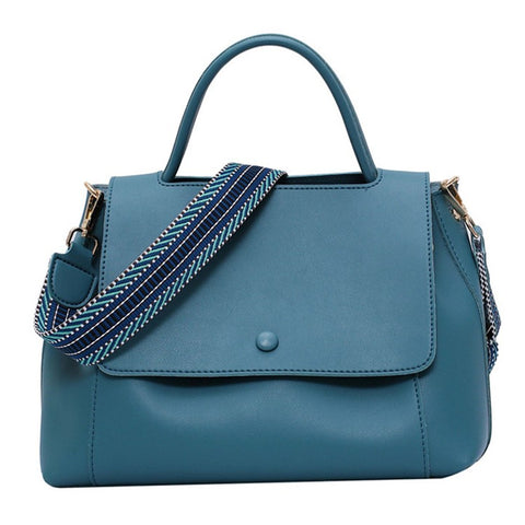 PU Leather Tote Handbag Women Crossbody Bag with Wide Shoulder Strap
