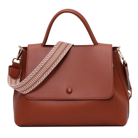 PU Leather Tote Handbag Women Crossbody Bag with Wide Shoulder Strap