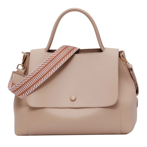 PU Leather Tote Handbag Women Crossbody Bag with Wide Shoulder Strap