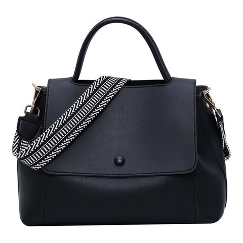 PU Leather Tote Handbag Women Crossbody Bag with Wide Shoulder Strap