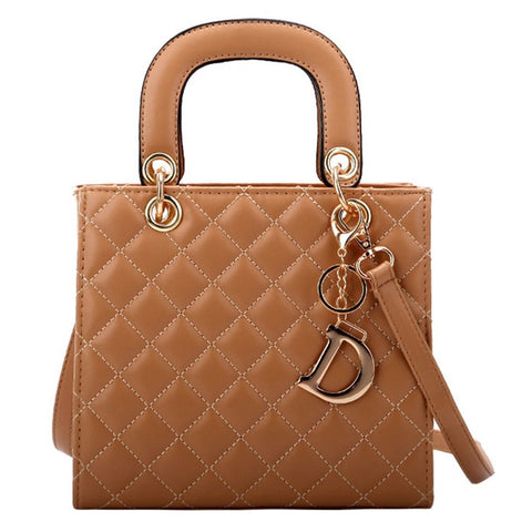 BJ-2198 Women's Shopping Handbag Tote Retro Stitching Line Leather Crossbody Shoulder Bag