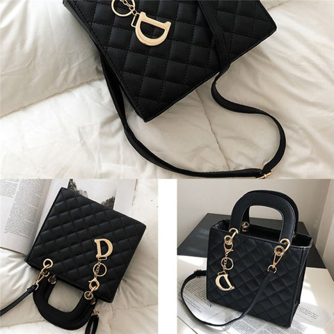 BJ-2198 Women's Shopping Handbag Tote Retro Stitching Line Leather Crossbody Shoulder Bag