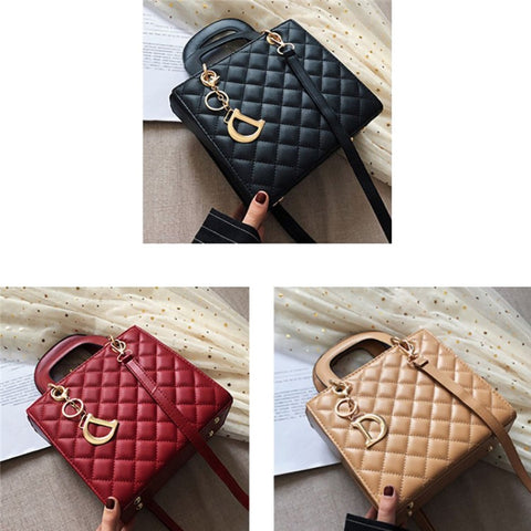 BJ-2198 Women's Shopping Handbag Tote Retro Stitching Line Leather Crossbody Shoulder Bag