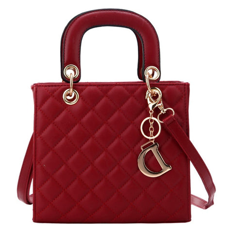 BJ-2198 Women's Shopping Handbag Tote Retro Stitching Line Leather Crossbody Shoulder Bag