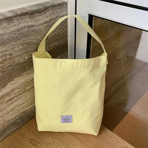 Candy Color Women Canvas Single Shoulder Bag Lightweight Shopping Bag
