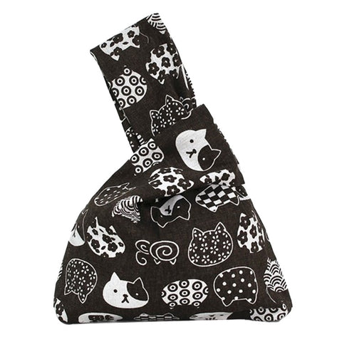 TZ Japanese Style Canvas Handbag Cute Pattern Portable Purse Tote Wrist Bag for Ladies, Girls