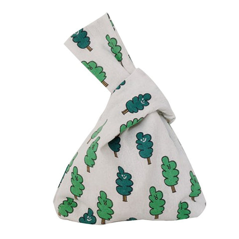 TZ Japanese Style Canvas Handbag Cute Pattern Portable Purse Tote Wrist Bag for Ladies, Girls