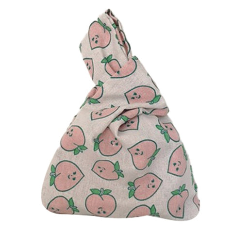 TZ Japanese Style Canvas Handbag Cute Pattern Portable Purse Tote Wrist Bag for Ladies, Girls