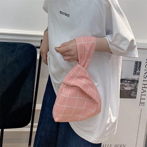 TZ Japanese Style Portable Purse Wrist Bag Fashionable Pattern Canvas Tote Handbag
