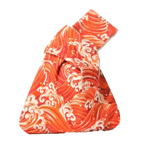 TZ Japanese Style Portable Purse Wrist Bag Fashionable Pattern Canvas Tote Handbag