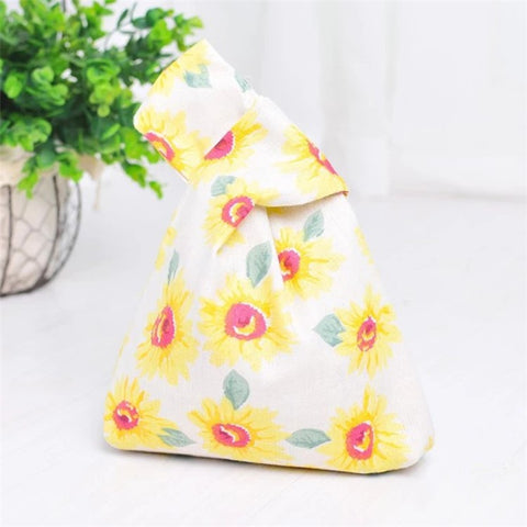TZ Japanese Style Portable Purse Wrist Bag Fashionable Pattern Canvas Tote Handbag