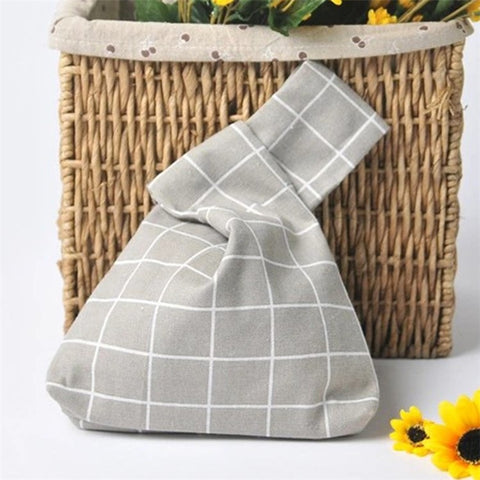 TZ Japanese Style Portable Purse Wrist Bag Fashionable Pattern Canvas Tote Handbag
