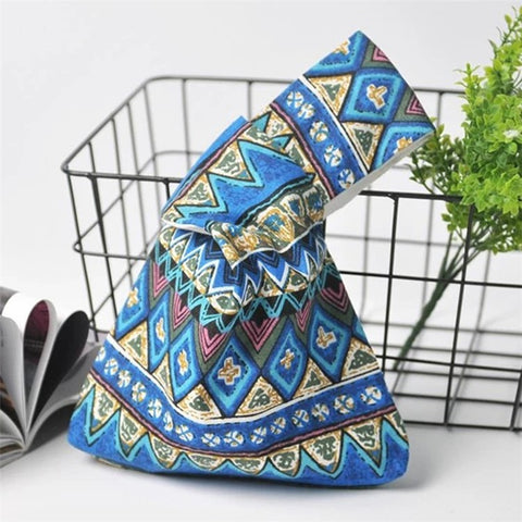 TZ Japanese Style Portable Purse Wrist Bag Fashionable Pattern Canvas Tote Handbag