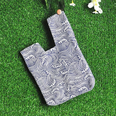 TZ Japanese Style Portable Purse Wrist Bag Fashionable Pattern Canvas Tote Handbag