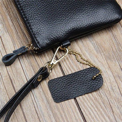 GS-603 First Layer Cowhide Women Clutch Bag Ultra-thin Cash Phone Zipper Storage Ba