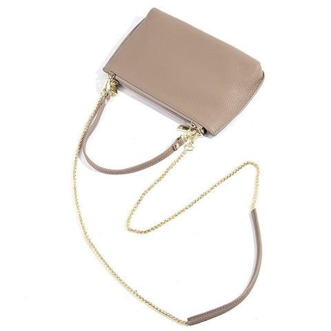 669 Zipper Top-Layer Cowhide Leather Wallet Clutch Purse Chain Strap Crossbody Shoulder Bag Handbag