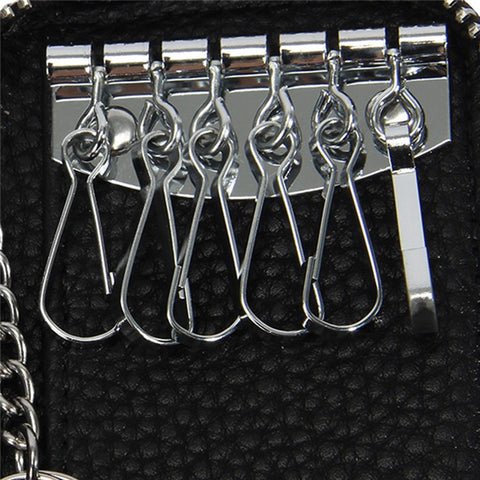 FQ519 Car Key Storage Bag Top Layer Cowhide Leather Keys Protective Case