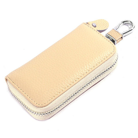 FQ519 Car Key Storage Bag Top Layer Cowhide Leather Keys Protective Case