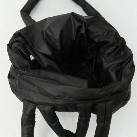 Soft Polyester Down Puffer Tote Shoulder Bag Quilted Top-Handle Handbag Daypack