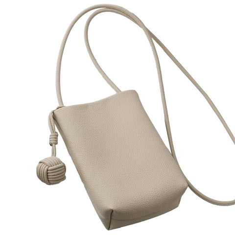 1033 Round Ball Decor PU Leather Crossbody Bag Phone Carrying Women Crossbody Bag