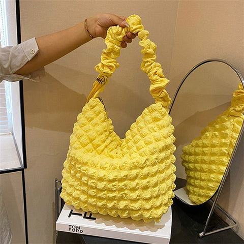 Bubble Cloud Shape Polyester Crumple Shoulder Crossbody Bag Shopping Handbag Daypack