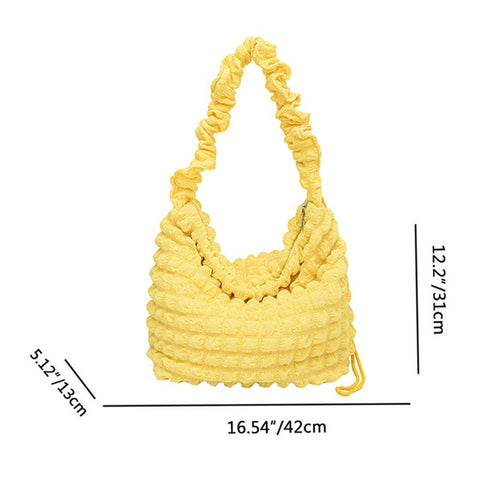 Bubble Cloud Shape Polyester Crumple Shoulder Crossbody Bag Shopping Handbag Daypack