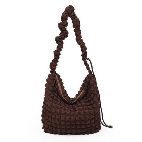 Bubble Cloud Shape Polyester Crumple Shoulder Crossbody Bag Shopping Handbag Daypack