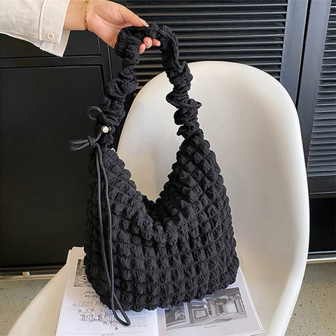 Bubble Cloud Shape Polyester Crumple Shoulder Crossbody Bag Shopping Handbag Daypack